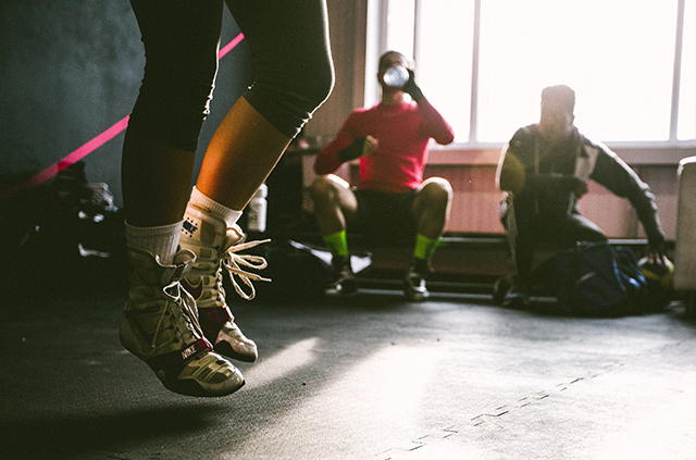 People exercising to stay fit and healthy and to improve physical or mental health and wellness.